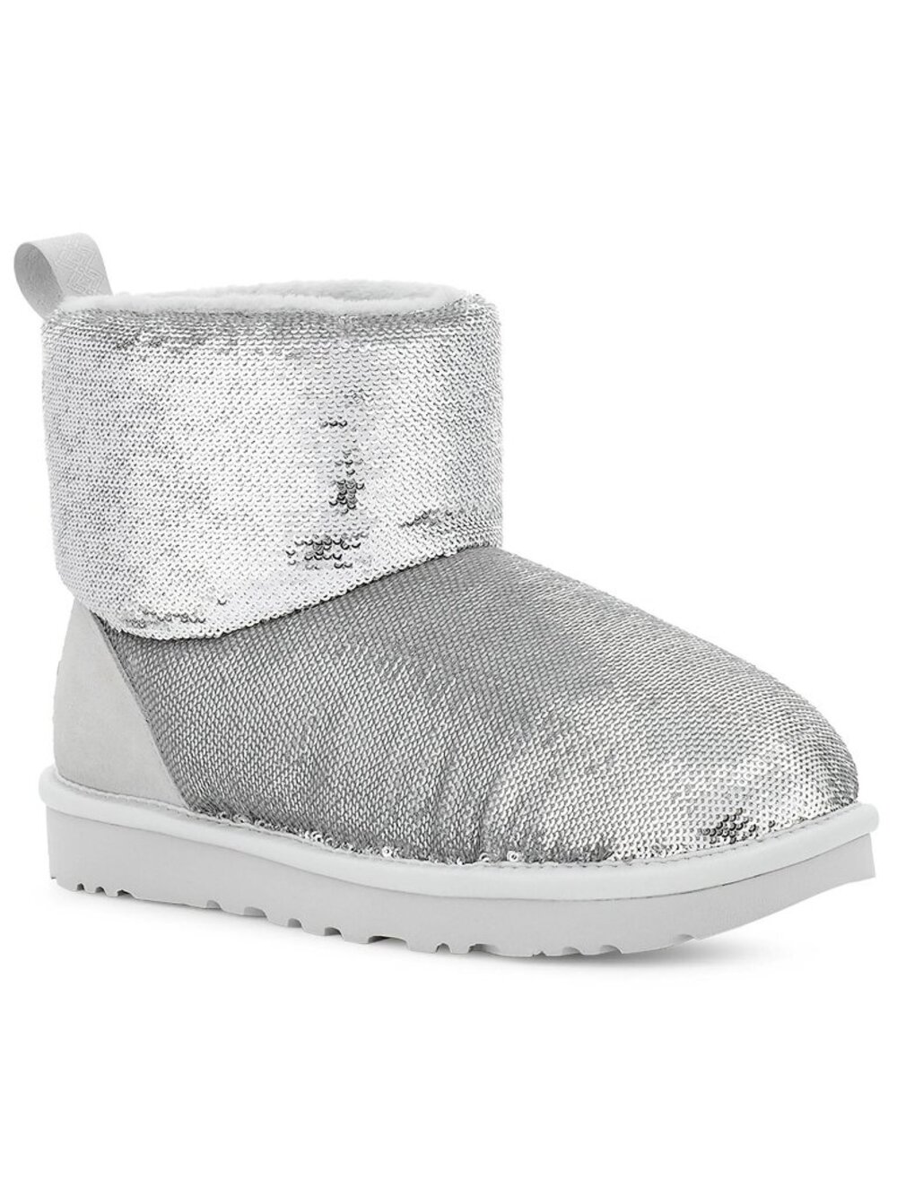 UGG Classic Mini Mirror Ball Women's Sequin Suede Winter Boots in Silver Size 7